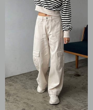 9x denims Women's Relaxed Fit High-Rise Jeans ( Cream )