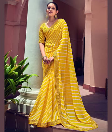 Samah Georgette Printed Saree With Unstitched Blouse Piece ( Red )