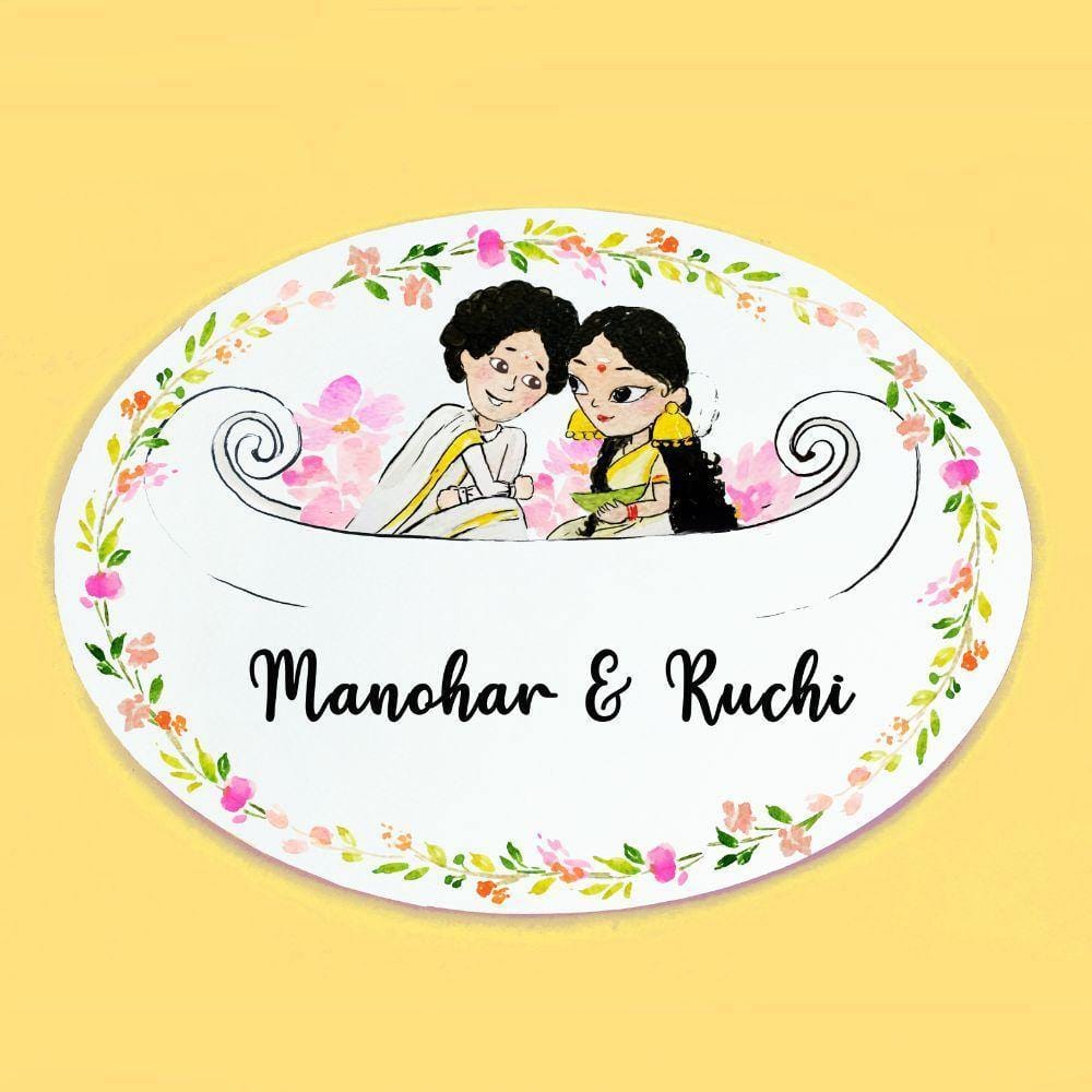 Boat Couple - Handpainted Personalised Name plate