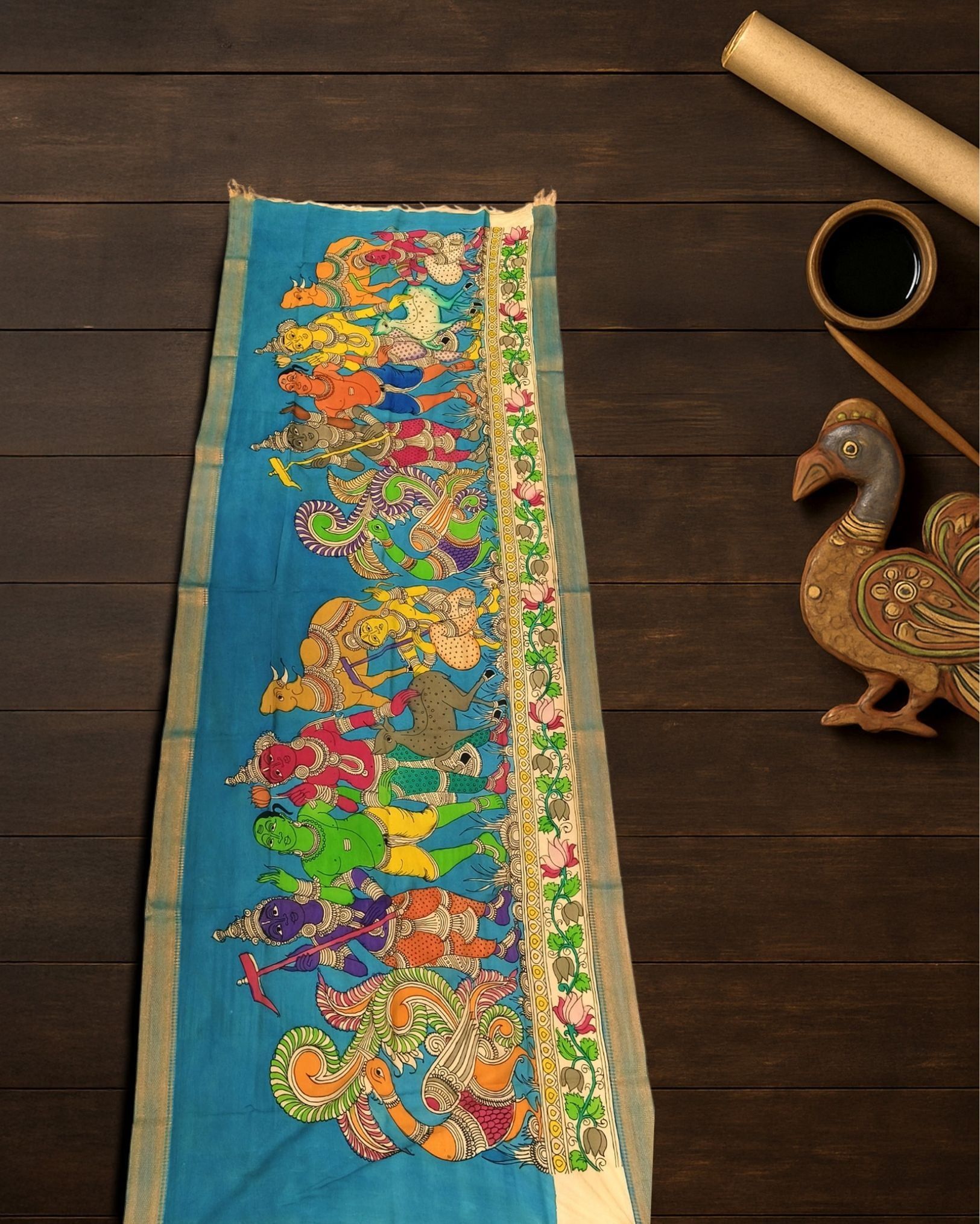 Syaahi Mangalagiri Silk Baby Blue Dupatta