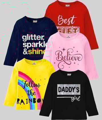 Kuchipoo Pack of 5 Girls Cotton Blend T-Shirt ( Multicolor4 )