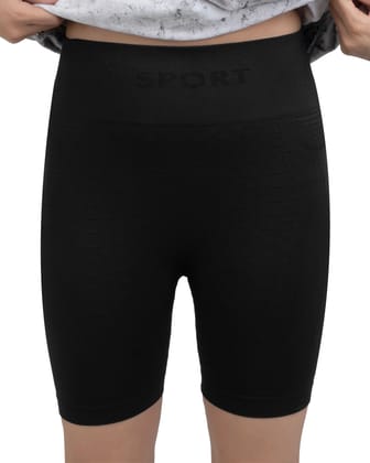 Bellbum Black Seamless Yoga Shorts – High-Waist Body-Hugging Spandex-One size