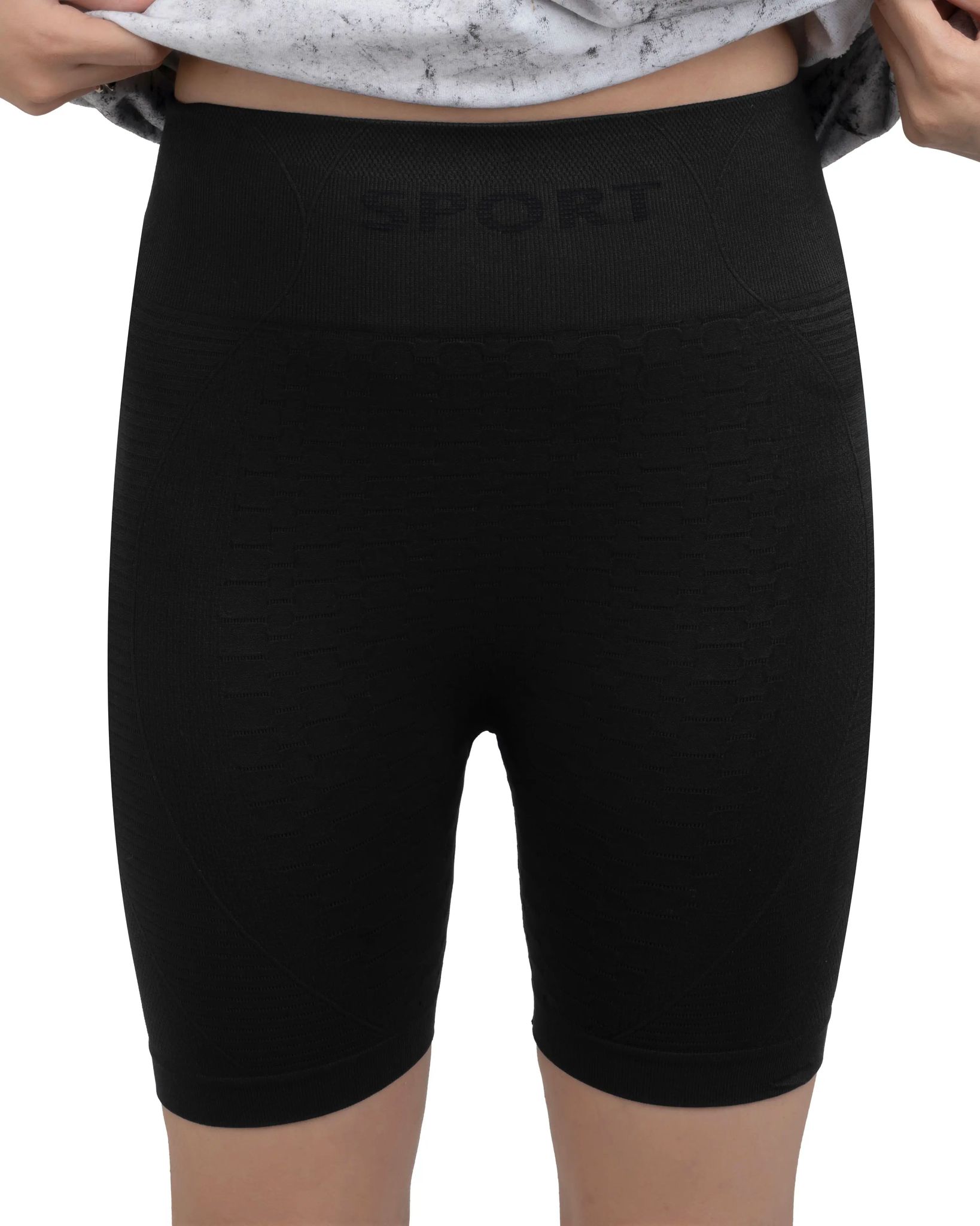 Bellbum Black Seamless Yoga Shorts – High-Waist Body-Hugging Spandex-One size