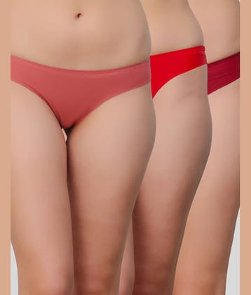 PrettyCat Pack of 3 Polyester Thongs For Women ( Multicolor9 )