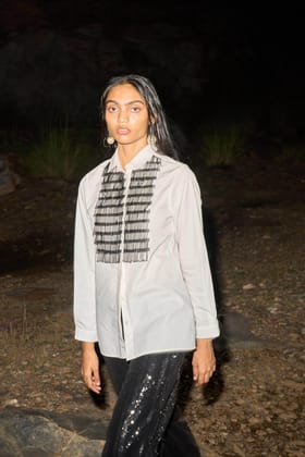 PIPE BEAD FRINGE SHIRT-XXS / White