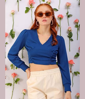 Freehand Women's Polyester Crop Top ( Light Blue )