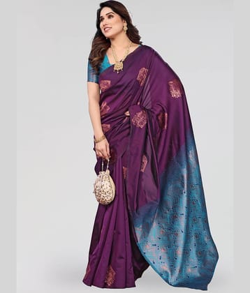 SARIK  FASHION Banarasi Silk Woven Saree With Unstitched Blouse Piece ( Wine )