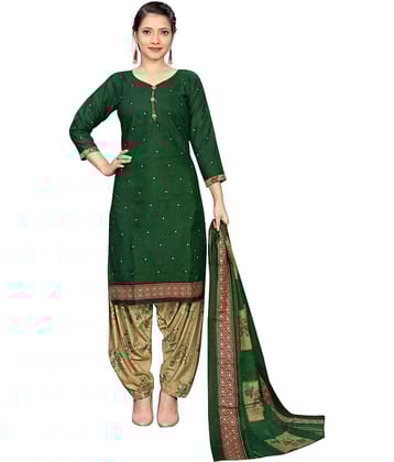 Rajnandini Women Cotton Blend Printed Straight Kurti With Patiala Salwar ( Green )