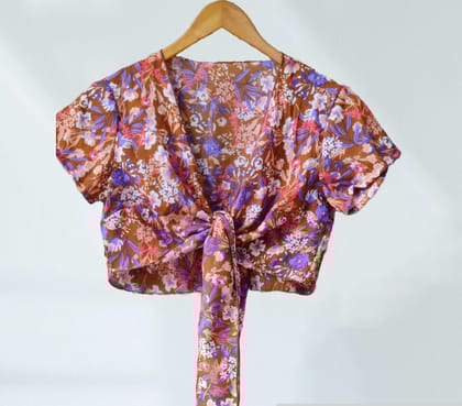 Poly Crepe Shrugs II-L / Mustard Floral Print