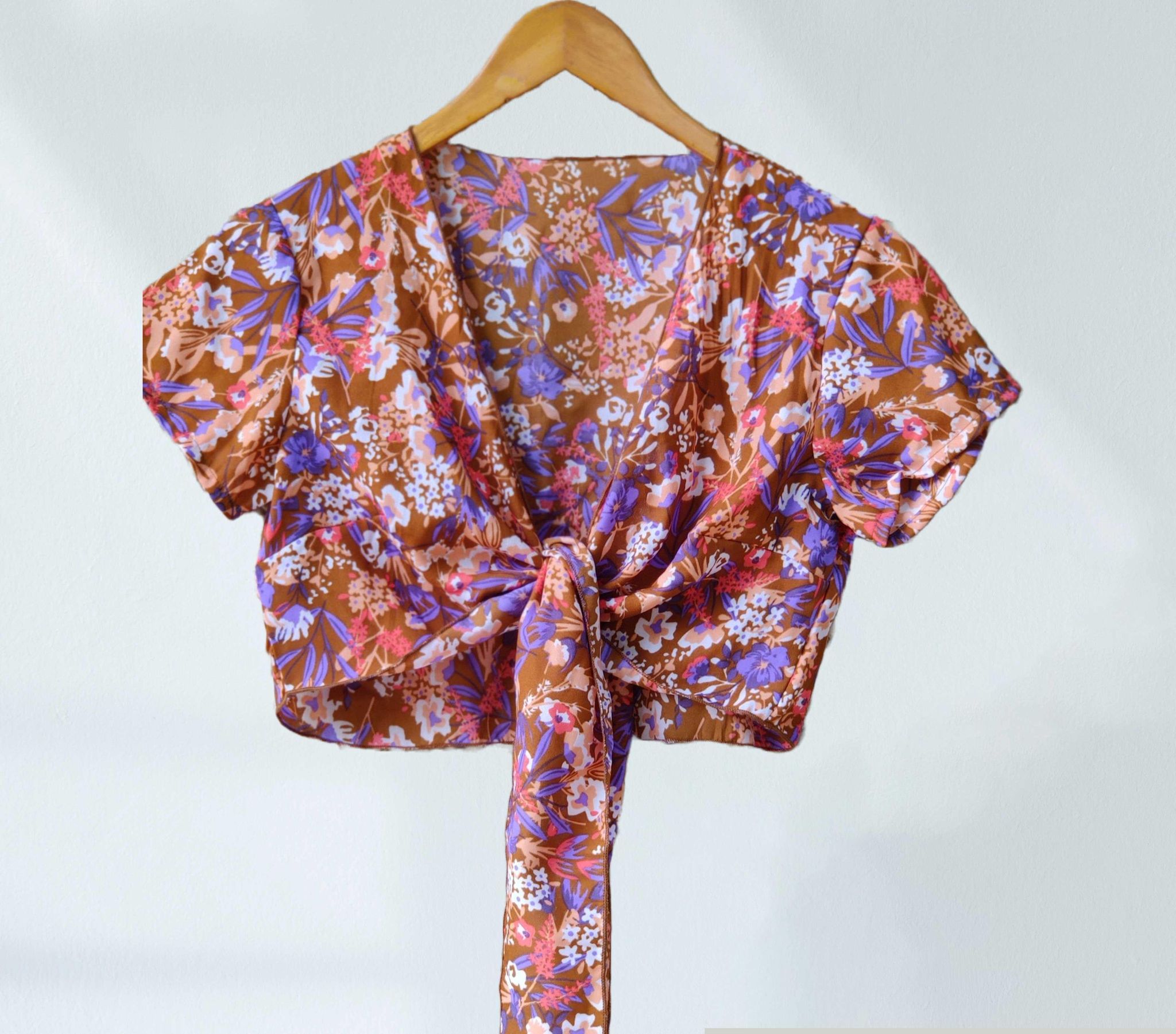 Poly Crepe Shrugs II-L / Mustard Floral Print