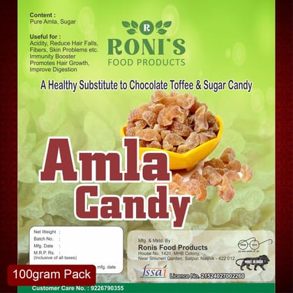 Roni's Amla Candy (100g) | Sweet and Tangy Indian Gooseberry Treats | Immunity Booster | Rich in Vitamin C | Nashik Famous