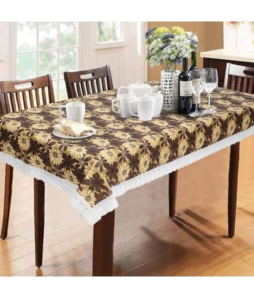 Printed PVC 6 Seater Rectangle Table Cover ( 228 x 152 ) cm Pack of 1 Brown
