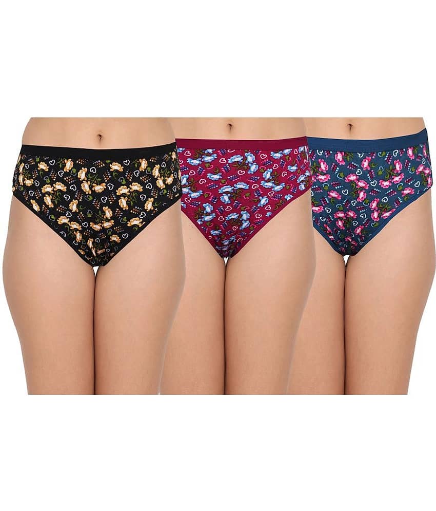 Elina Pack of 3 Cotton Printed Women's Briefs ( Multi Color )
