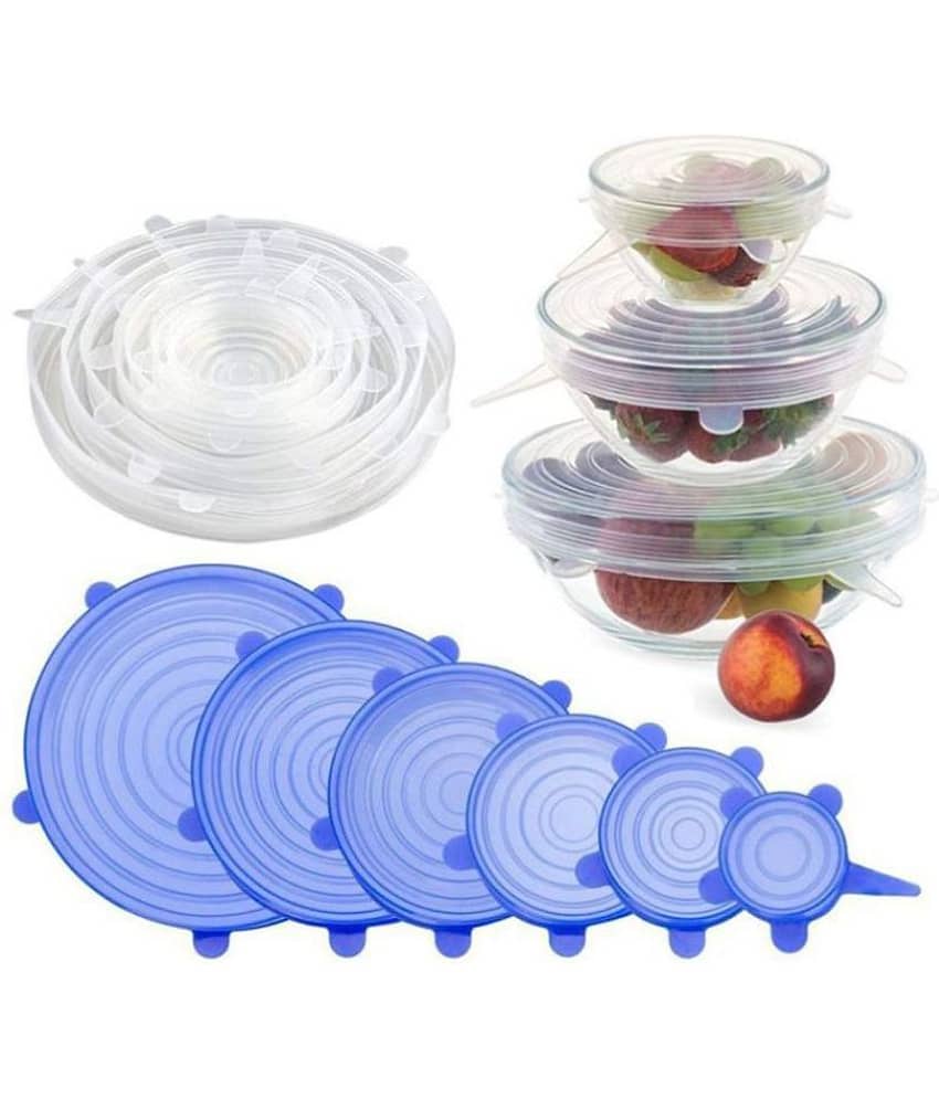 HOME CLOUD Reusable Silicone Stretch Lids, Durable Food Storage Covers for Bowls, Fit Different Sizes & Shapes of Container, Dishwasher & Freezer Safe (Pack of 6) Colour AS PER Availability