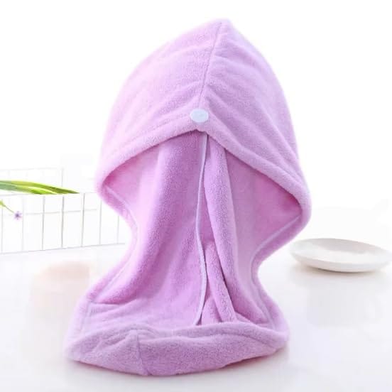 Microfiber Hair Drying Towel Wrap, Purple, Quick Dry Turban Cap, 60cm x 20cm