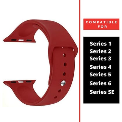 Maroon Plain Silicone Strap For Watch Series 4 (42mm/44mm/45mm/46mm/49mm)