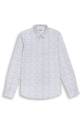 LEAF PRINT SHIRT IN WHITE-M