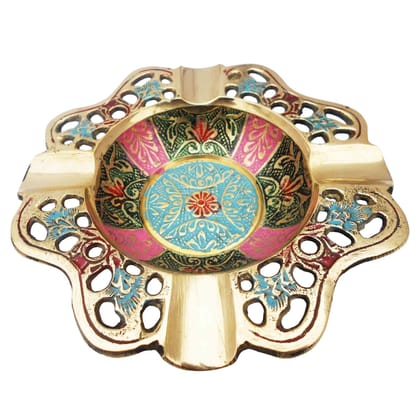 Brass Ashtray | Luxury Office & Living Room Decor, Height : 1 Inch (ZMAS382 A)