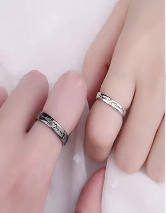 Korean Love Bands Rings-Black/Silver