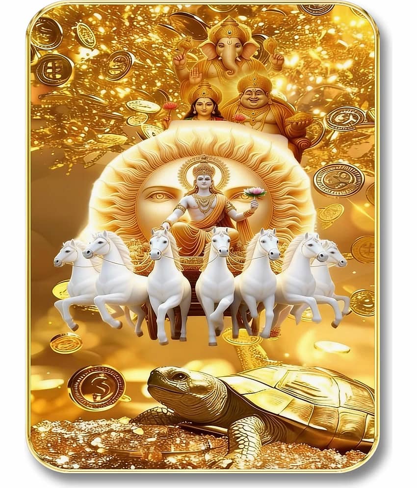 Livin'luxe Surya Narayan Seven Horses MDF Wall Art with Table Top Stand & Hanging Hole