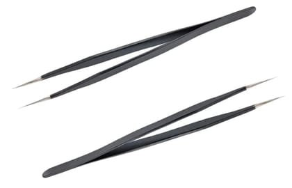 Nawani 2 Pc Black Tweezer Straight for Electronics Repair Insulated Stainless Steel