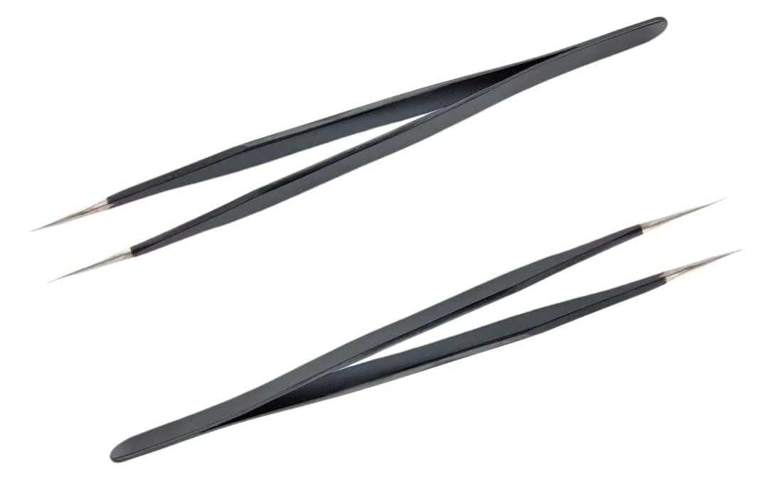 Nawani 2 Pc Black Tweezer Straight for Electronics Repair Insulated Stainless Steel