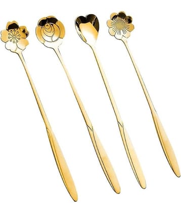 GKBOSS Stainless Steel Floral Spoons (Pack of 4)