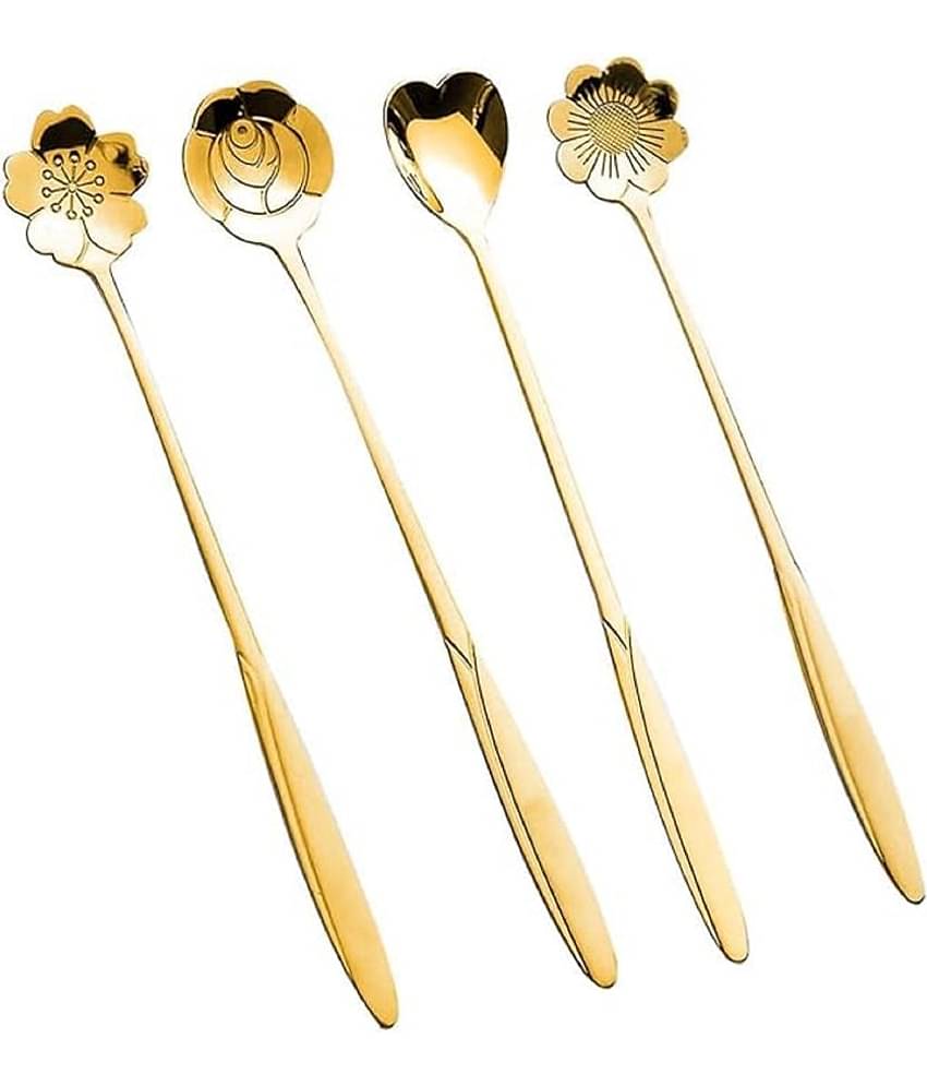 GKBOSS Stainless Steel Floral Spoons (Pack of 4)