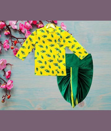 Eva And Ali Baby Boys Cotton Blend Kurta Pyjama ( Yellow )