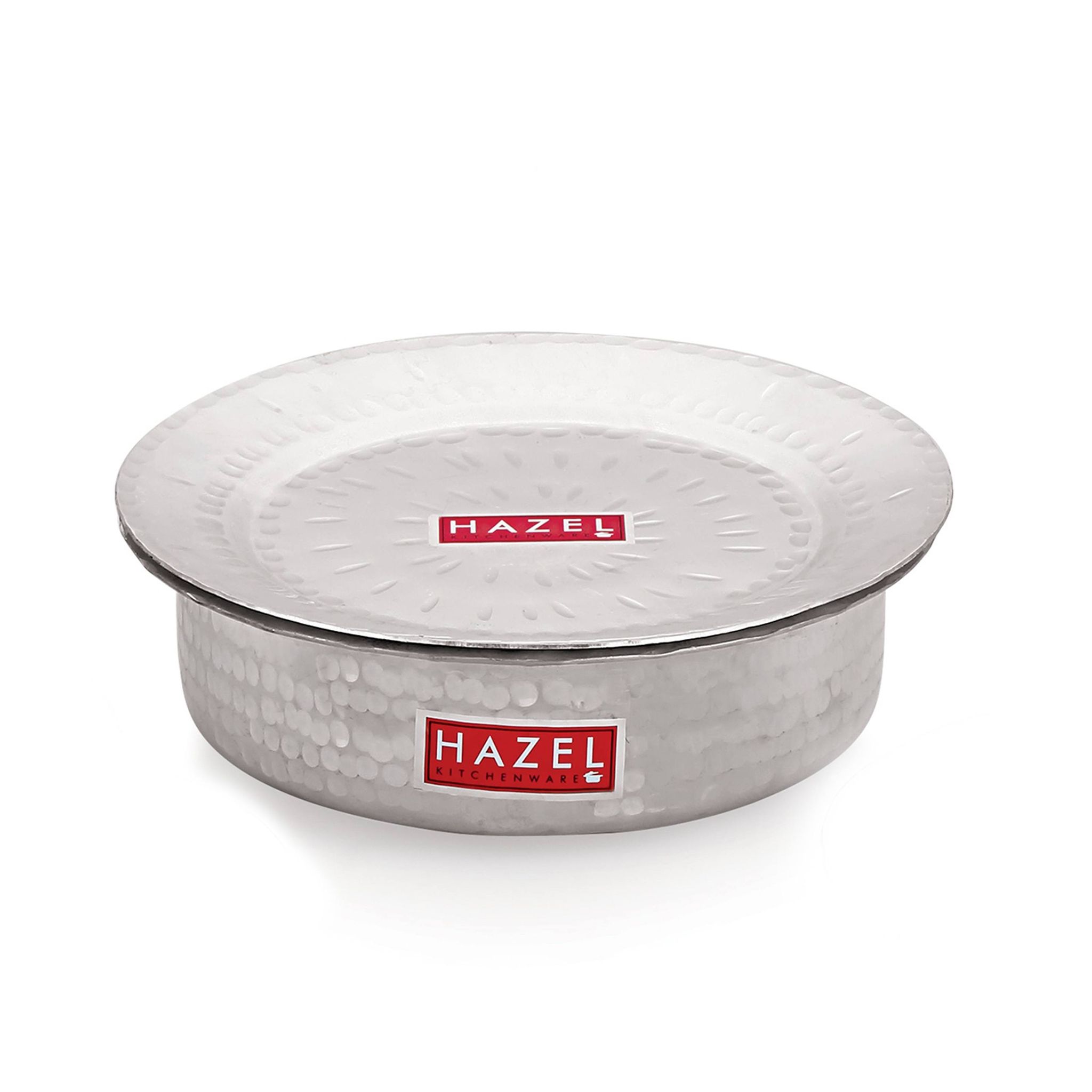 HAZEL Aluminium Langdi Patila Pot with Lid , Hammered Finish Round Bottom Bhagona Dekchi Tope for Boiling & Cooking, 2700 ML