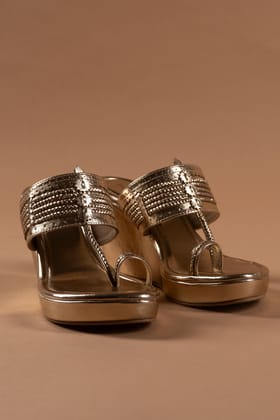 Champagne Gold Kolhapuri Wedge-39
