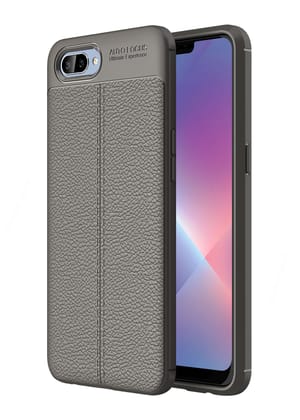 Vegan Leather Rugged Flexible TPU Series Shockproof Armor Back Cover for Realme 2 6.2 inch, Grey