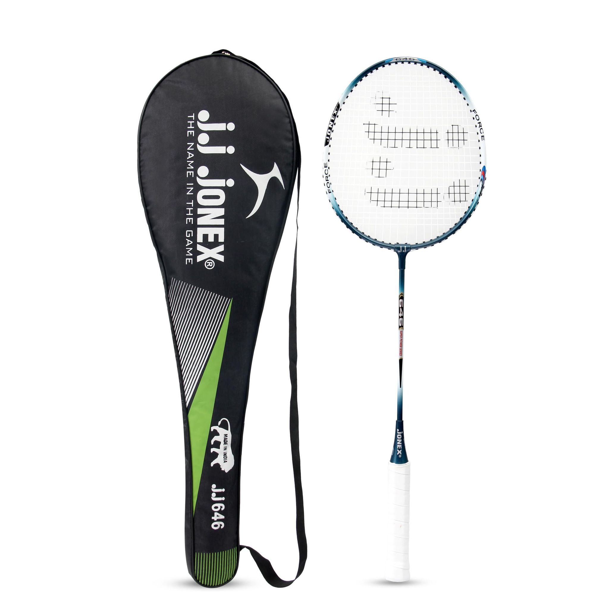 JJ Jonex 646 Badminton Racket Aluminium Badminton Racket with Full Cover | One-Piece Frame, PVC Foam Embossed Grip for Comfortable Feel, Balanced Swing Weight for Power & Control