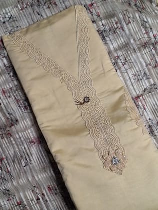 Pastel Yellow Colour Lace work Unstitched Suit Fabric with Printed Dupatta-Free Size / Pastel Yellow