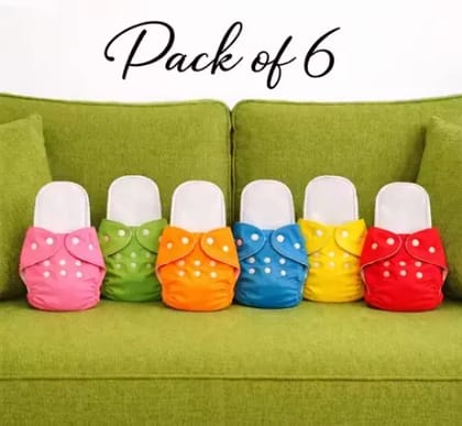 PACK OF 6 + 6 WHITE SUPER ABSORPTION INSIRT  Reusable Premium Cloth Diaper for Newborn & Toddlers | High Absorbency | Skin Friendly | Long Lasting & Washable