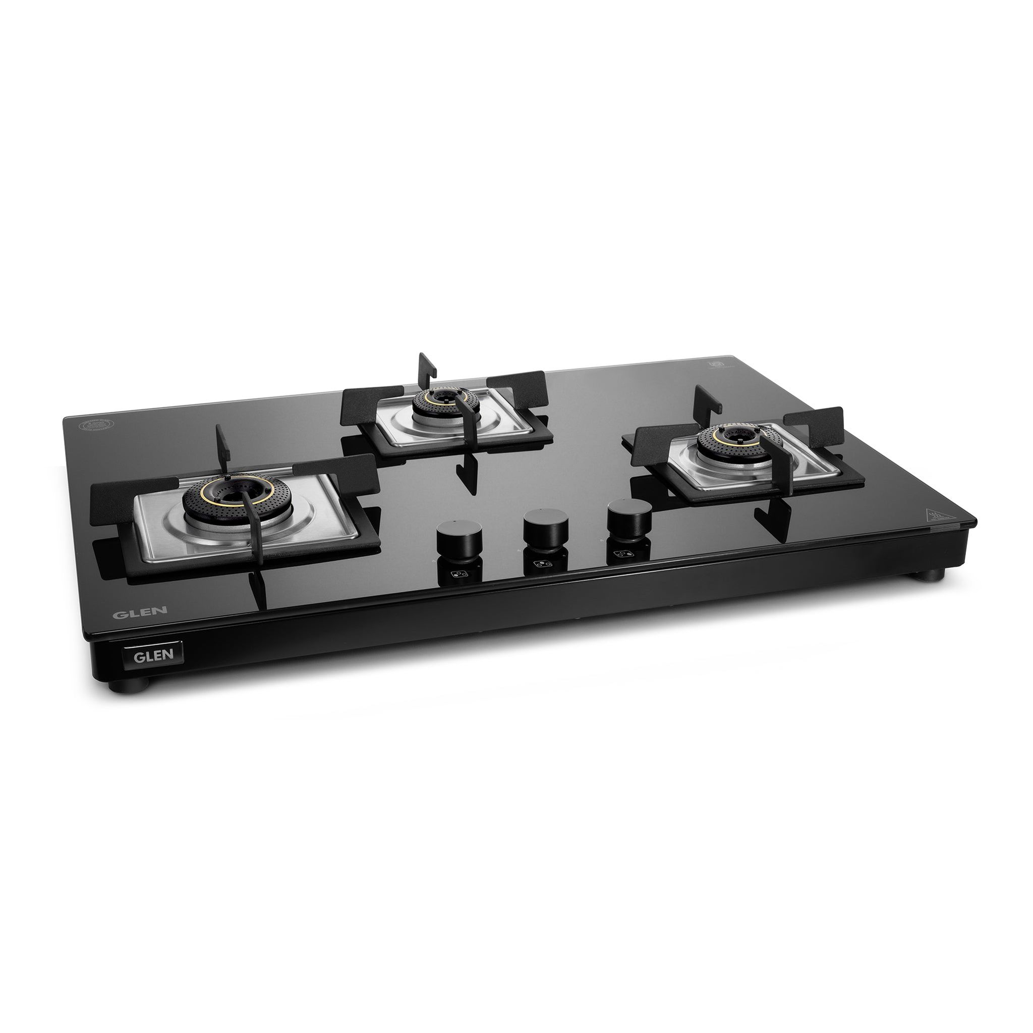 3 Burner Ultra Slim Glass Gas Stove with High Efficiency Forged Brass Burners Top Knobs - Manual/Auto Ignition (CT1037USTN)