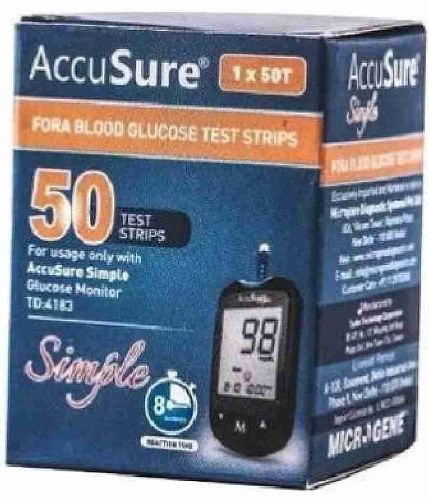 ACCUSURE Simple Meter 50 Strips Pack Only(Pack of 1X50)