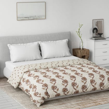 DDECOR - Primary Collection 100% Cotton Floral Pattern VOIL Queen Dohar |229 CM X 254 CM| - Brown