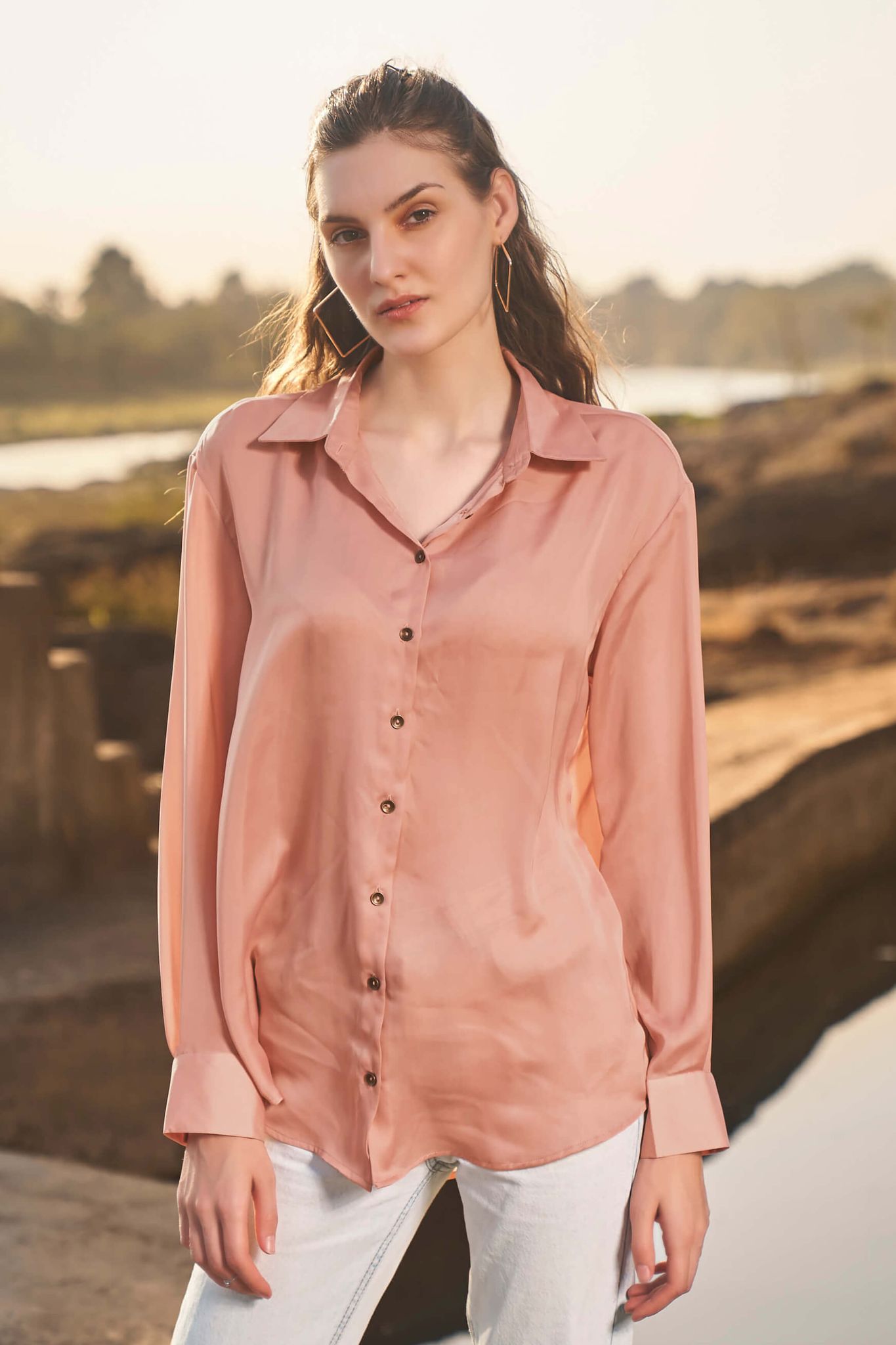 Peach Regular Fit Casual Shirt-XXS / Peach / Sh009-PLLZ005-1.75-NILL-NILL-NILL-NILL-THR007-FS001-NILL-BT001-13