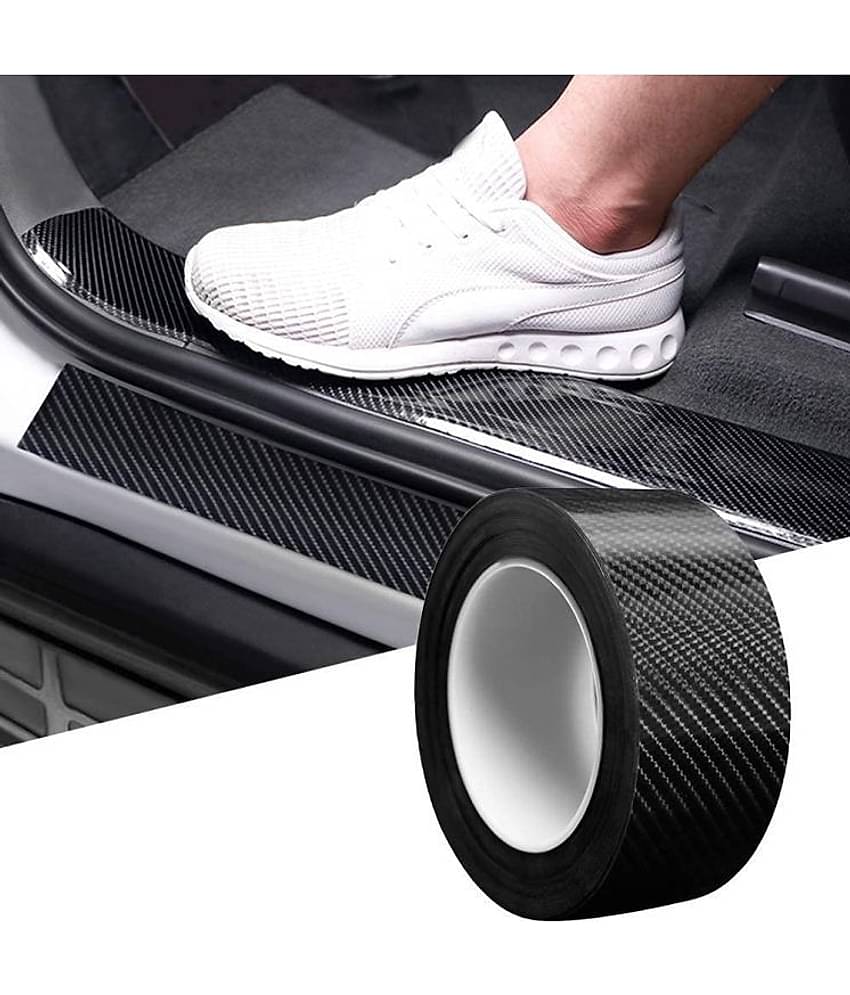 RAMDEV ENTERPRISE High Gloss Anti Scratch Black Carbon Fiber Paint Protection Film Tape Ppf for Car Protection Carbon Fiber Seal Strip Door Edge Guard- (5Cm X 5Meter) - PVC (Black_Tape).