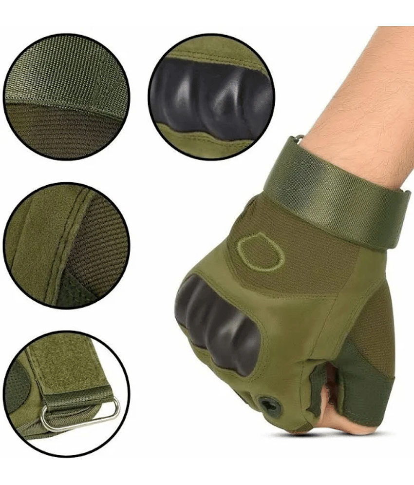 AKSMIT Half Fingers Polyester Riding Gloves ( Pair of 1 )
