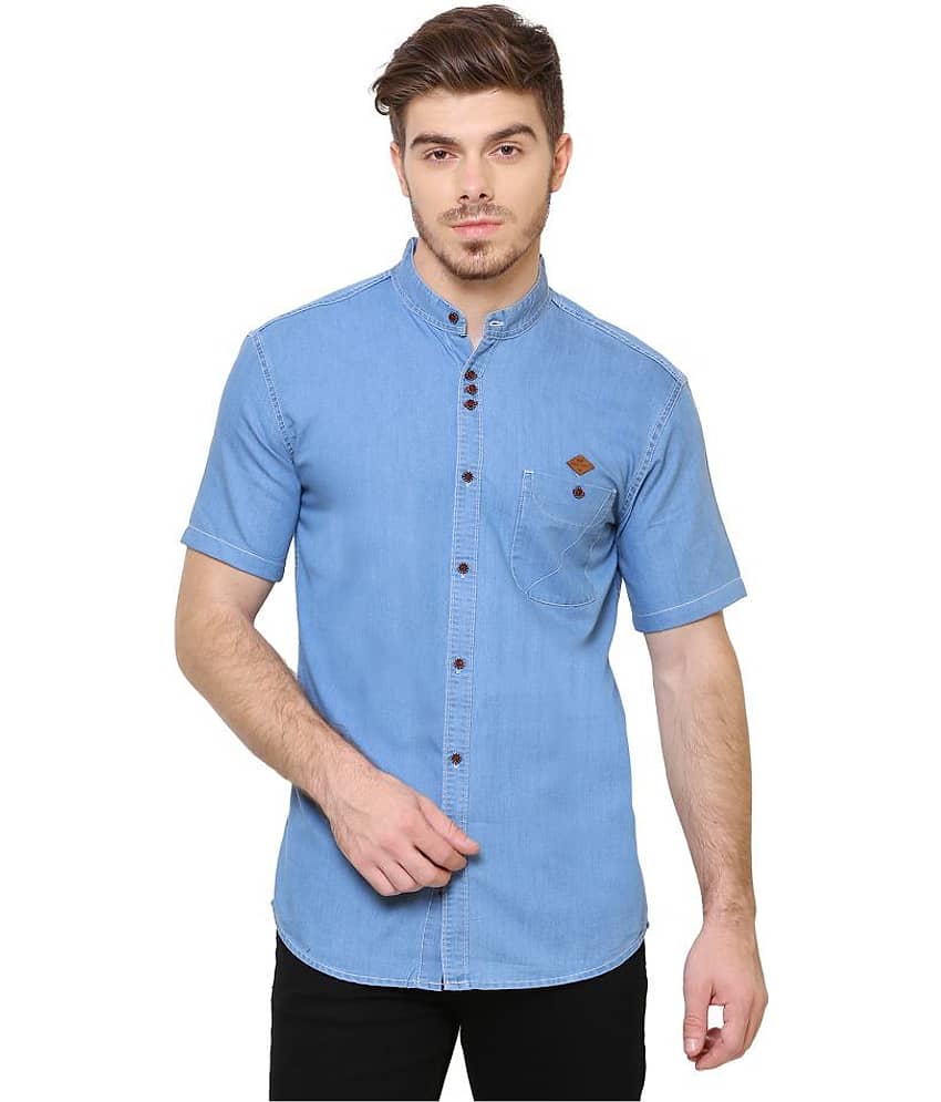 Kuons Avenue Denim Slim Fit Men's Casual Shirt - Blue ( Pack of 1 )