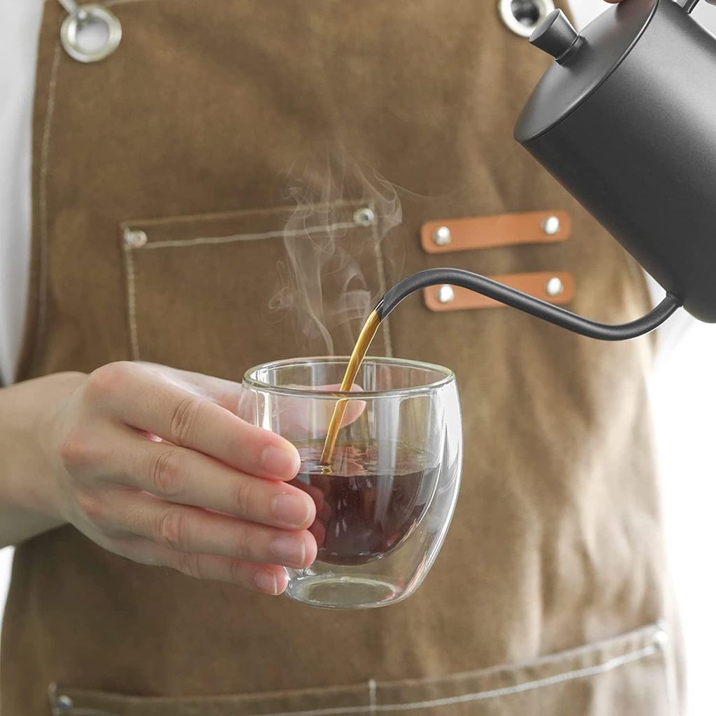 Double Wall Glass Coffee Cup | 250 ML | Two Layer Tea & Coffee Mug for Espresso, Latte, Cappuccino and hot & Cold Drinks | Pack of 2