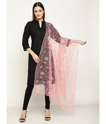 Queenley - Peach Net Women's Dupatta - ( Pack of 1 )