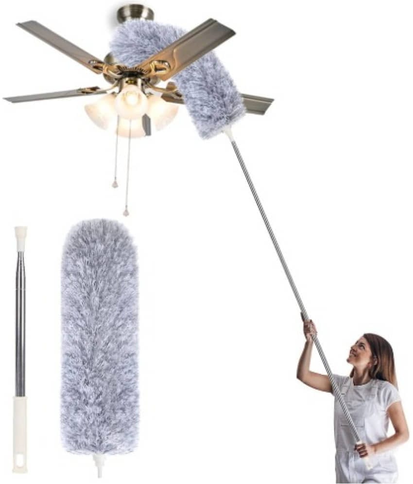 QitmirMKT Ceiling Fan Duster Cleaner with Microfiber Microfibre With Brush Dust Pan