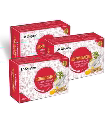 LA ORGANO Ashwgandha Handmade Natural Bath Soap, Orange Bathing Bar 100 g Pack of 3