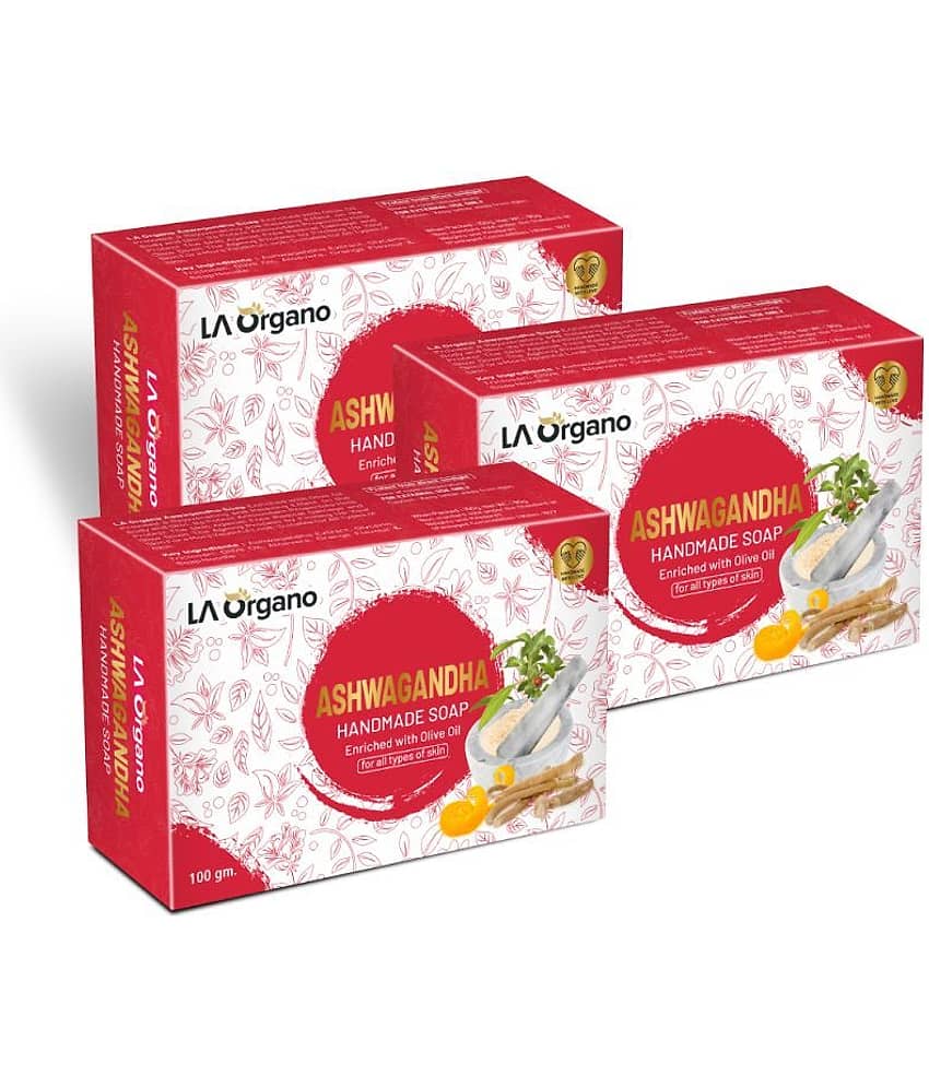 LA ORGANO Ashwgandha Handmade Natural Bath Soap, Orange Bathing Bar 100 g Pack of 3