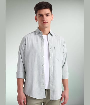 ENSPYR 100% Cotton Regular Fit Striped Full Sleeves Men's Casual Shirt - Grey ( Pack of 1 )