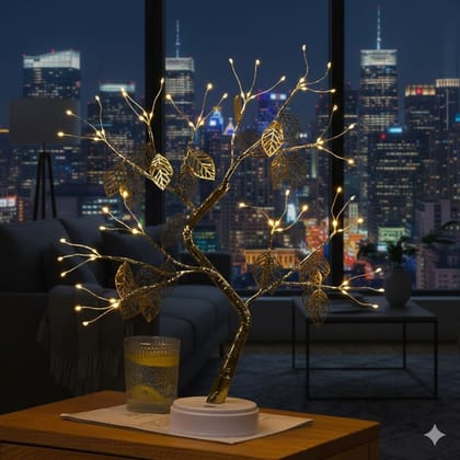 GLOWSERIE 72 LEDs Leaf Shimmer Bonsai Tree Lamp with Touch Sensor, USB & Battery Operated