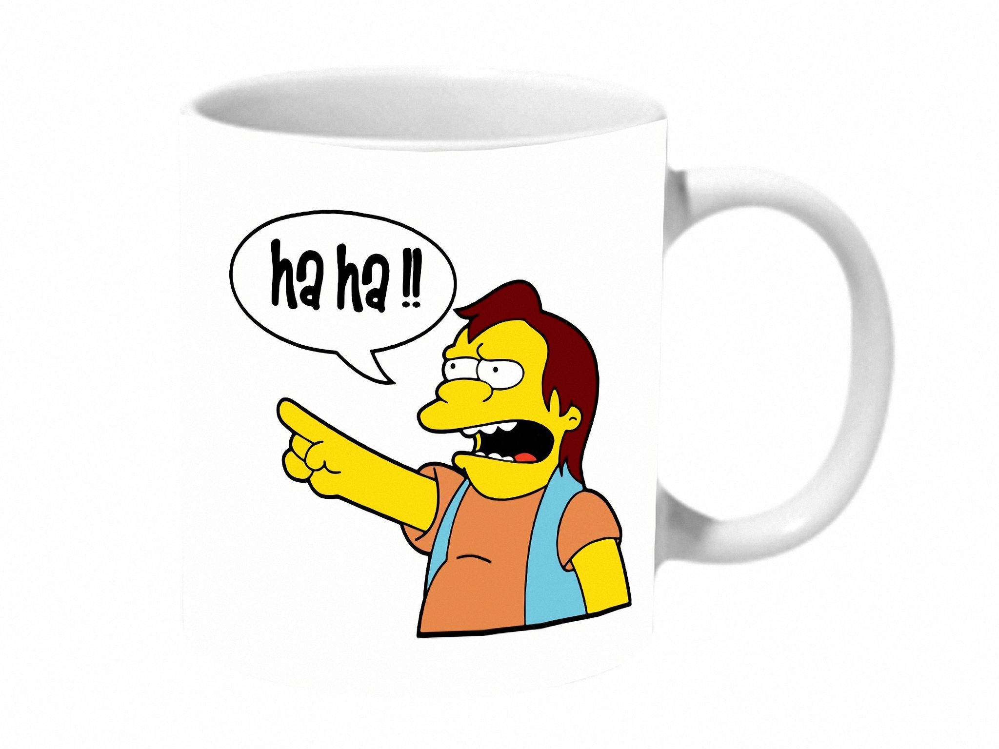 Multicolor Simpsons Nelson Haha Whit Baground Ceramic Mug